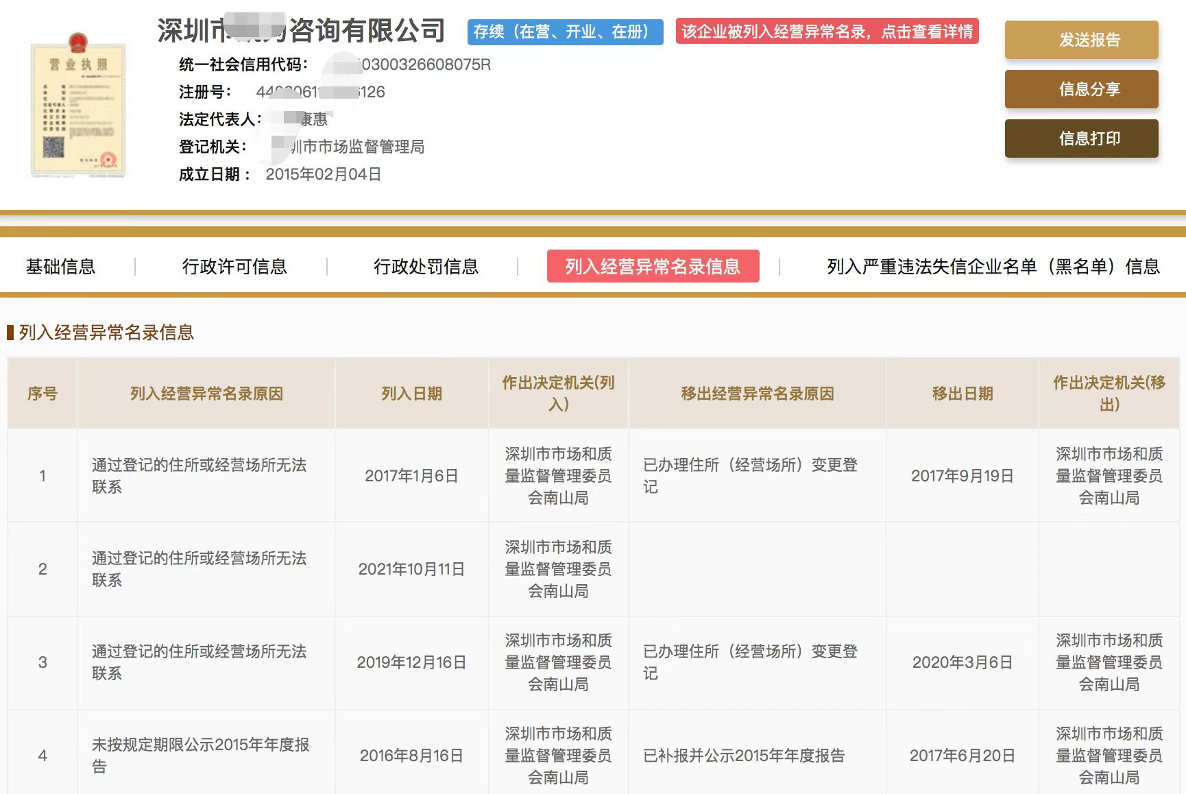 安徽企业经营异常记录消除